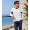 image:imageDecrum Ringer Shirts Men  Crew Neck Stripe Long Sleeves Tee ShirtsWhite  2 Stripes Long Sleeve