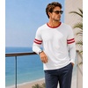 image:imageDecrum Ringer Shirts Men  Crew Neck Stripe Long Sleeves Tee ShirtsWhite  Red 2 Stripes Long Sleeve