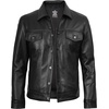 image:imageDecrum Trucker Leather Jacket Men  Vintage Style Real Lambskin Leather Jackets for Men with Button ClosureBlack