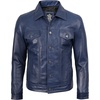 image:imageDecrum Trucker Leather Jacket Men  Vintage Style Real Lambskin Leather Jackets for Men with Button ClosureBlue