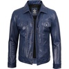 image:imageDecrum Trucker Leather Jacket Men  Vintage Style Real Lambskin Leather Jackets for Men with Button ClosureBlue