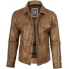 image:imageDecrum Trucker Leather Jacket Men  Vintage Style Real Lambskin Leather Jackets for Men with Button ClosureCamel