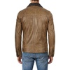 image:imageDecrum Trucker Leather Jacket Men  Vintage Style Real Lambskin Leather Jackets for Men with Button ClosureCamel With Dark Brown