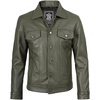 image:imageDecrum Trucker Leather Jacket Men  Vintage Style Real Lambskin Leather Jackets for Men with Button ClosureMilitary Green