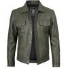 image:imageDecrum Trucker Leather Jacket Men  Vintage Style Real Lambskin Leather Jackets for Men with Button ClosureMilitary Green