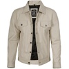 image:imageDecrum Trucker Leather Jacket Men  Vintage Style Real Lambskin Leather Jackets for Men with Button ClosureOffwhite