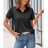image:imageDecrum Womens Polo Shirts Short Sleeve Casual Office Fashion Collared TeeBlack Womens Rib Polo Shirt