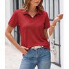 image:imageDecrum Womens Polo Shirts Short Sleeve Casual Office Fashion Collared TeeRed Womens Rib Polo Shirt