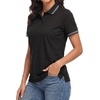 image:imageDecrum Womens Polo Shirts Short Sleeve Casual Office Fashion Collared TeesBlack  Womens Single Color Tipping Polo Short Sleeve