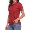 image:imageDecrum Womens Polo Shirts Short Sleeve Casual Office Fashion Collared TeesRed  Womens Dual Color Tipping Polo Short Sleeve