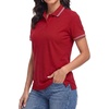 image:imageDecrum Womens Polo Shirts Short Sleeve Casual Office Fashion Collared TeesRed  Womens Single Color Tipping Polo Short Sleeve