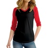image:imageDecrum Womens Raglan Shirt  34 Length Sleeve V Neck Baseball Tops amp TeesBlack Red