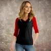 image:imageDecrum Womens Raglan Shirt  34 Length Sleeve V Neck Baseball Tops amp TeesBlack Red