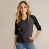image:imageDecrum Womens Raglan Shirt  34 Length Sleeve V Neck Baseball Tops amp TeesCharcoal Black