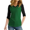 image:imageDecrum Womens Raglan Shirt  34 Length Sleeve V Neck Baseball Tops amp TeesGreen Black