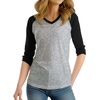 image:imageDecrum Womens Raglan Shirt  34 Length Sleeve V Neck Baseball Tops amp TeesHeather Grey Black
