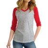 image:imageDecrum Womens Raglan Shirt  34 Length Sleeve V Neck Baseball Tops amp TeesHeather Grey Red