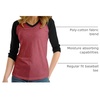 image:imageDecrum Womens Raglan Shirt  34 Length Sleeve V Neck Baseball Tops amp TeesHeather Pink Black