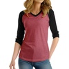 image:imageDecrum Womens Raglan Shirt  34 Length Sleeve V Neck Baseball Tops amp TeesHeather Pink Black
