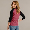 image:imageDecrum Womens Raglan Shirt  34 Length Sleeve V Neck Baseball Tops amp TeesHeather Pink Black