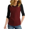 image:imageDecrum Womens Raglan Shirt  34 Length Sleeve V Neck Baseball Tops amp TeesMaroon Black