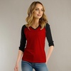 image:imageDecrum Womens Raglan Shirt  34 Length Sleeve V Neck Baseball Tops amp TeesRed Black