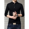 image:imageLong Sleeve Henley Shirts for Men  Full Sleeves Mandarin Collar ShirtBlack