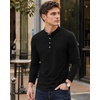 image:imageLong Sleeve Henley Shirts for Men  Full Sleeves Mandarin Collar ShirtBlack