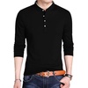image:imageLong Sleeve Henley Shirts for Men  Full Sleeves Mandarin Collar ShirtBlack