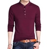 image:imageLong Sleeve Henley Shirts for Men  Full Sleeves Mandarin Collar ShirtMaroon