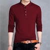 image:imageLong Sleeve Henley Shirts for Men  Full Sleeves Mandarin Collar ShirtMaroon
