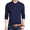 image:imageLong Sleeve Henley Shirts for Men  Full Sleeves Mandarin Collar ShirtNavy Blue