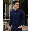 image:imageLong Sleeve Henley Shirts for Men  Full Sleeves Mandarin Collar ShirtNavy Blue