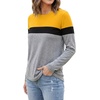 image:imageLong Sleeve Shirts for Women  Multicolor Crew Neck Womens Tops and TeesYellow Black Heather Gray