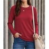 image:imageLong Sleeve Shirts for Women  Raglan Full Sleeves Womens Crew Neck TopsRed