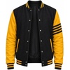 image:imageMen Varsity Jackets  Letterman Bomber Style Baseball Jackets For MensBlack Yellow 4 Stripe