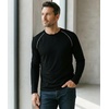 image:imageMens Long Sleeve Tee Shirts  Casual Tipping Crew Neck Raglan TShirtsBlack  Mens White Piping Raglan Shirt