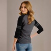 image:imageRaglan Shirt Women Three Quarter Sleeves Baseball TopsCharcoal Grey Black