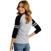 image:imageRaglan Shirt Women Three Quarter Sleeves Baseball TopsHeather Gray Black