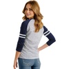 image:imageRaglan Shirt Women Three Quarter Sleeves Baseball TopsHeather Gray Navy Blue