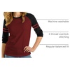 image:imageRaglan Shirt Women Three Quarter Sleeves Baseball TopsMaroon Black