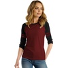 image:imageRaglan Shirt Women Three Quarter Sleeves Baseball TopsMaroon Black