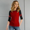 image:imageRaglan Shirt Women Three Quarter Sleeves Baseball TopsRed Black