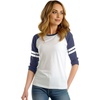 image:imageRaglan Shirt Women Three Quarter Sleeves Baseball TopsWhite Denim Blue