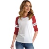image:imageRaglan Shirt Women Three Quarter Sleeves Baseball TopsWhite Red