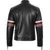 image:imageReal Lambskin Cafe Racer Leather Jacket Men Biker Style Stripes SleevesBlack