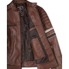image:imageReal Lambskin Cafe Racer Leather Jacket Men Biker Style Stripes SleevesCognac Wax