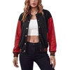 image:imageVarsity Jacket Women Boyfriend Style Dropshoulder Baseball Bomber JacketsBlack Red