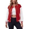 image:imageVarsity Jacket Women Boyfriend Style Dropshoulder Baseball Bomber JacketsRed White