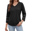 image:image34 Length Lace Sleeve Tops for Women  Casual Womens Crew Neck T ShirtsBlack